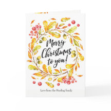 Tarjeta de Navidad de la guirnalda de la acuarela