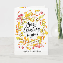 Tarjeta de Navidad de la guirnalda de la acuarela