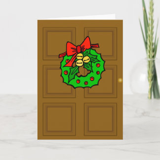 Tarjeta de Navidad de la guirnalda de la puerta