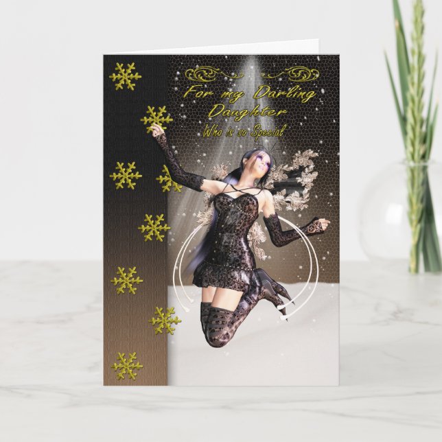tarjeta de Navidad de la hija con la hada, (Anverso)