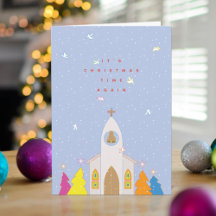Tarjeta de Navidad de la Iglesia en Navidad