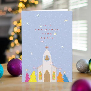 Tarjeta de Navidad de la Iglesia en Navidad
