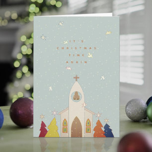Tarjeta de Navidad de la Iglesia en Navidad