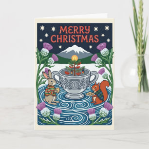 Tarjeta de Navidad de la Liebre y la Ardilla Roja