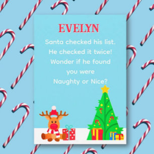 Tarjeta de Navidad de la lista de Santa personaliz