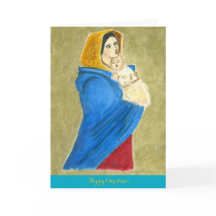 Tarjeta de Navidad de la Madonna y el niño