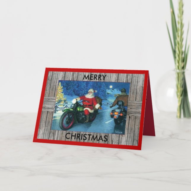 Tarjeta de Navidad de la motocicleta (Anverso)