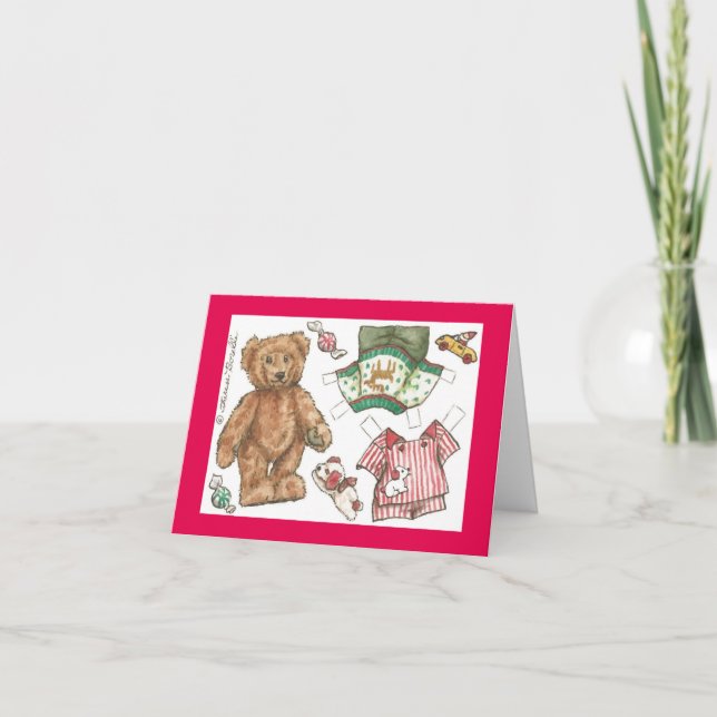 Tarjeta de Navidad de la muñeca del papel de oso (Anverso)