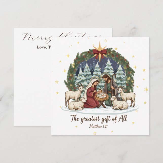 Tarjeta de Navidad de la Natividad  (Anverso / Reverso)