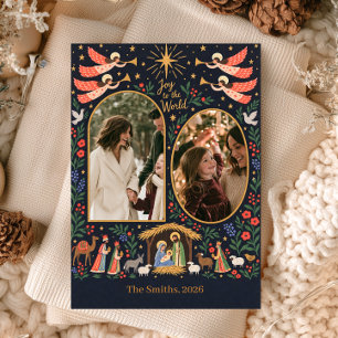 Tarjeta de Navidad de la Natividad con Foto