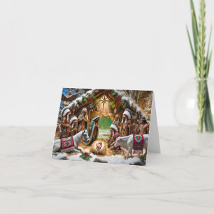 Tarjeta de Navidad de la Natividad de Nativos Amer