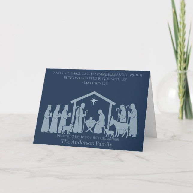 Tarjeta de Navidad de la Natividad – Emmanuel Dios (Anverso)