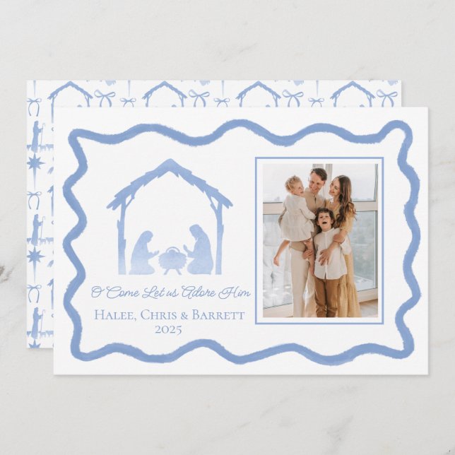 Tarjeta de Navidad de la Natividad, Foto Familiar  (Anverso / Reverso)