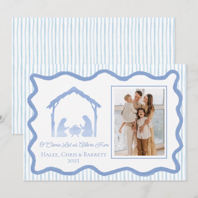 Tarjeta de Navidad de la Natividad, Foto familiar  (Anverso / Reverso)