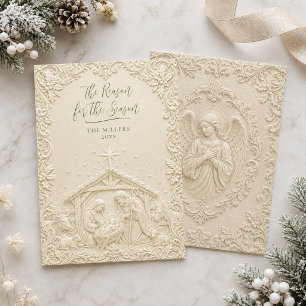 Tarjeta de Navidad de la Natividad por el Motivo d