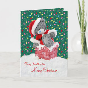 Tarjeta de Navidad de la nieta del oso de peluche