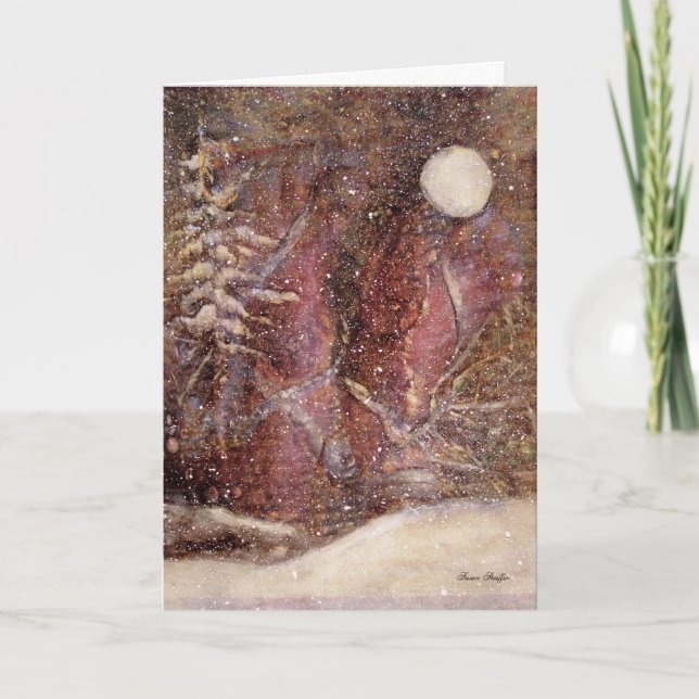 Tarjeta de Navidad de la noche del invierno Nevado (Anverso)