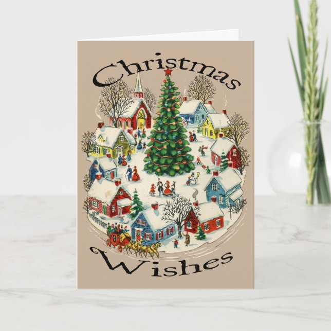 Tarjeta de Navidad de la pequeña ciudad del (Anverso)