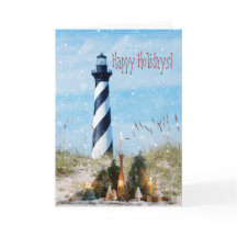 Tarjeta de Navidad de la Playa del Faro de Hattera