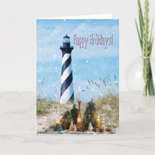 Tarjeta de Navidad de la Playa del Faro de Hattera