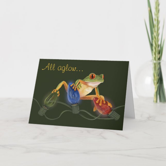 Tarjeta de Navidad de la rana arbórea (Anverso)