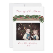 Tarjeta de Navidad de la temporada con guirnalda d