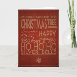 tarjeta de Navidad de la tipografía en rojo