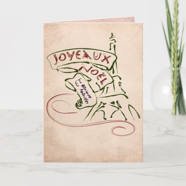 Tarjeta de Navidad de la torre Eiffel de Joyeaux (Anverso)