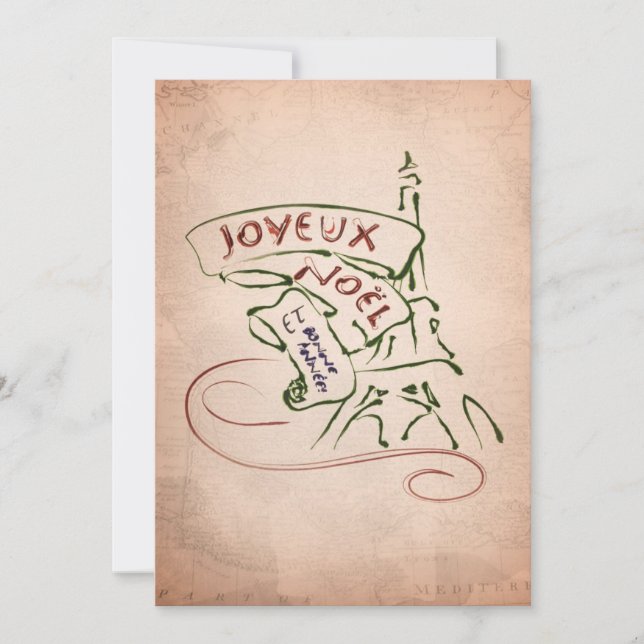 Tarjeta de Navidad de la torre Eiffel de Joyeux (Anverso)