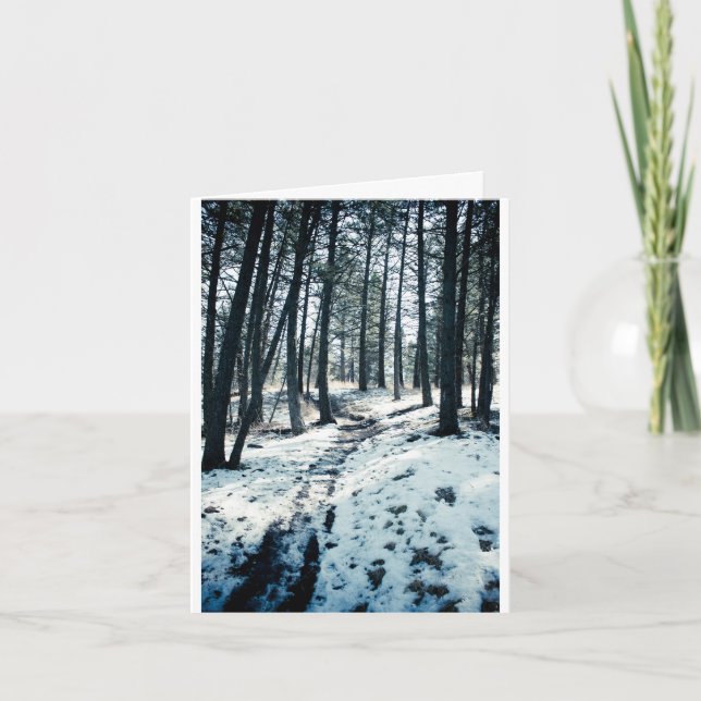 Tarjeta de Navidad de la trayectoria del invierno (Anverso)