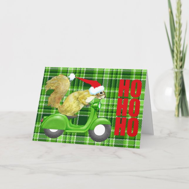 Tarjeta de Navidad de la vespa de Santa de la (Anverso)