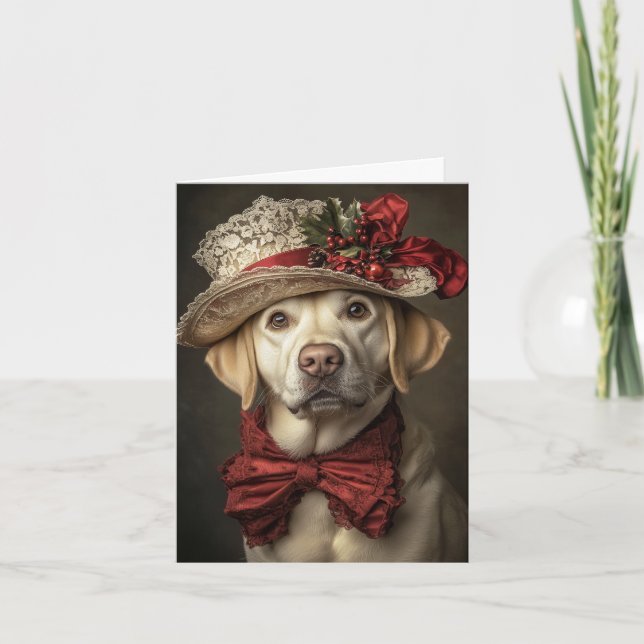 Tarjeta de Navidad de Labrador Amarillo Elegante P (Anverso)
