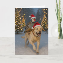 Tarjeta de Navidad de Labrador Amarillo y Perdiz