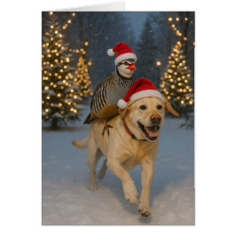 Tarjeta de Navidad de Labrador Amarillo y Perdiz