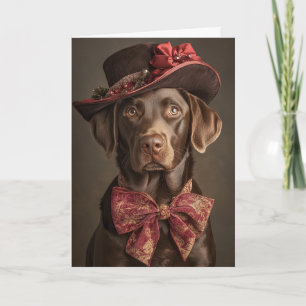 Tarjeta de Navidad de Labrador Chocolate Elegante 