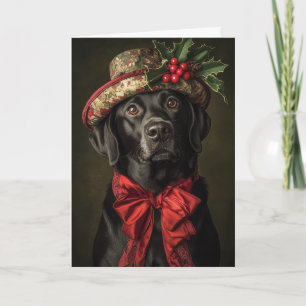 Tarjeta de Navidad de Labrador Negro Elegante Perr