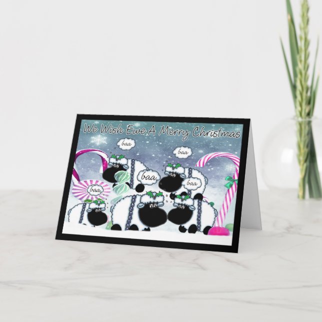 Tarjeta de Navidad de las ovejas - deseamos a (Anverso)