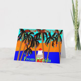 Tarjeta de Navidad de las palmeras santa de la