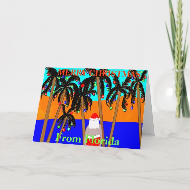 Tarjeta de Navidad de las palmeras santa de la (Anverso)
