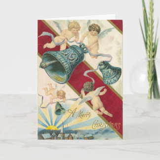 tarjeta de Navidad de las querubes y de las