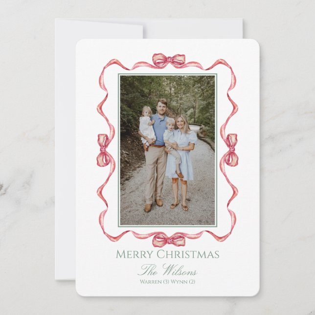 Tarjeta de Navidad de lazo de acuarela (Anverso)