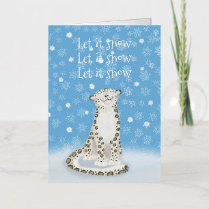 Tarjeta de Navidad de leopardo de las nieves con p