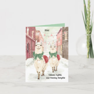 Tarjeta de Navidad de Llamas – Luces Navideñas Cap