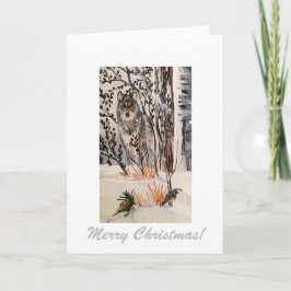 Tarjeta de Navidad de Lobo Invernal