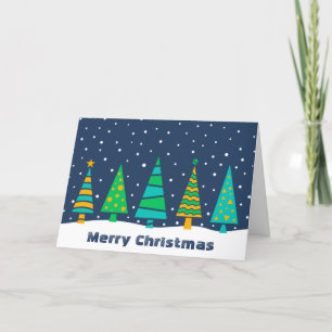 Tarjeta de Navidad de los abetos Nevado