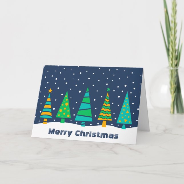 Tarjeta de Navidad de los abetos Nevado (Anverso)