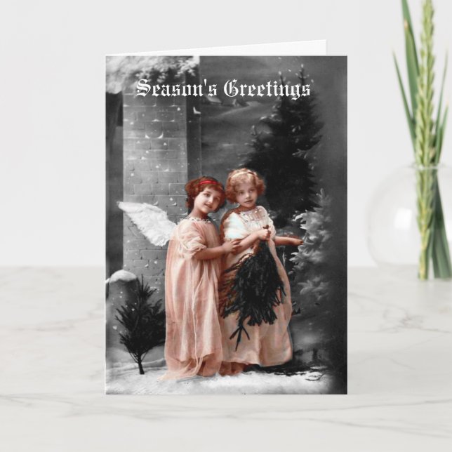 Tarjeta de Navidad de los ángeles del Victorian, (Anverso)