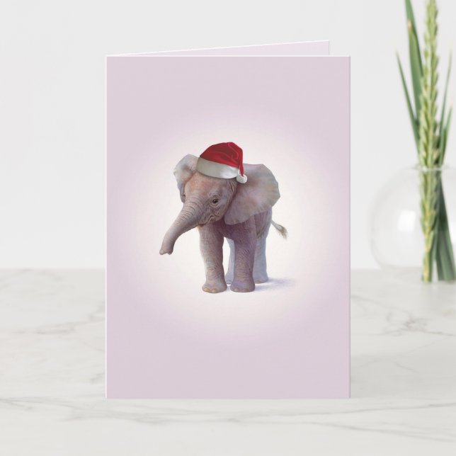 Tarjeta de Navidad de los bebés del elefante del (Anverso)
