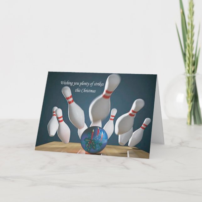 Tarjeta de Navidad de los bolos de bolo con verso (Anverso)