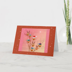 Tarjeta de Navidad de los búhos